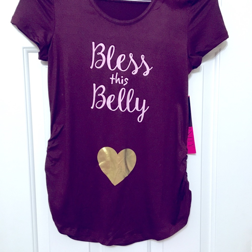 Gold heart maternity top